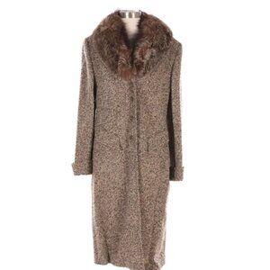 NEW/Tags ESCADA Mantel Long Coat - Brown Tweed Wool With Removable Fox Fur Colla